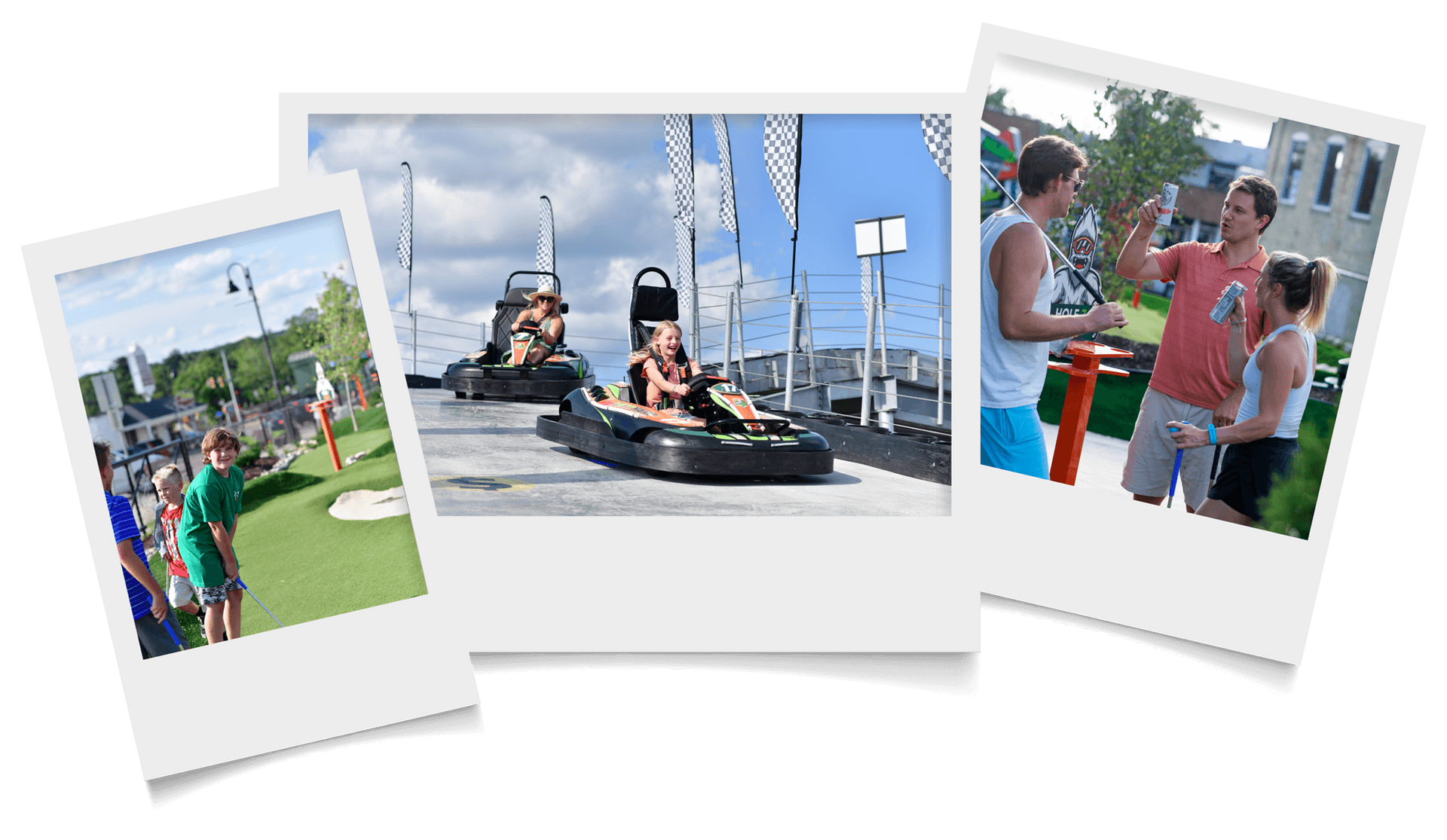 Polaroid-style photo collage of YetiYard adventures